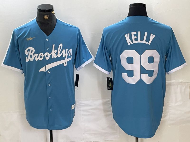 Men Los Angeles Dodgers 99 Kelly Light blue Throwback 2024 Nike MLB Jersey style 1